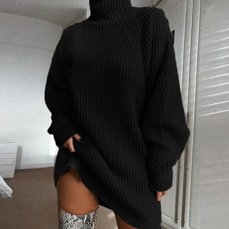 Merrill | Women's Turtleneck Jumper Dress - Color:Black;Size:XS