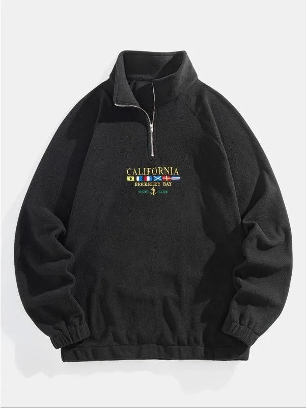 Miles | Men's Quarter Zip Fleece Jumper - Color:Black;Size:XS