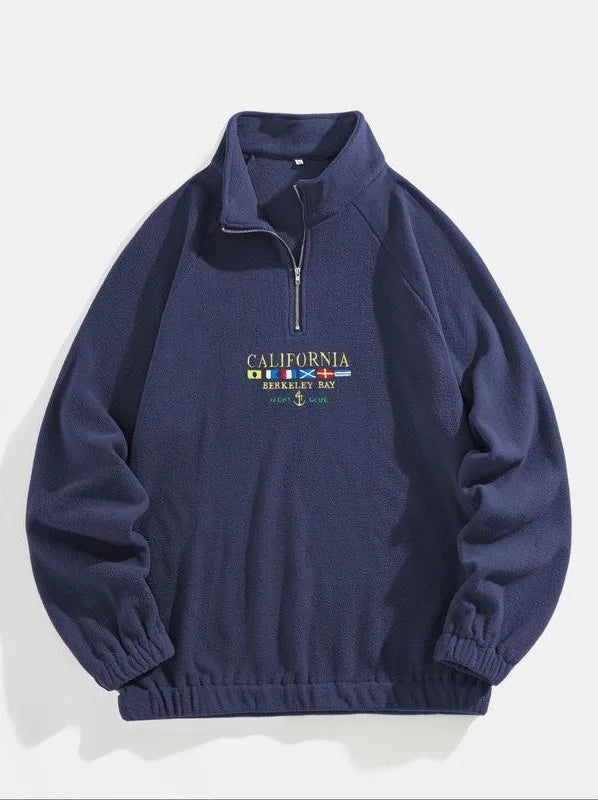Miles | Men's Quarter Zip Fleece Jumper - Color:Navy;Size:XS