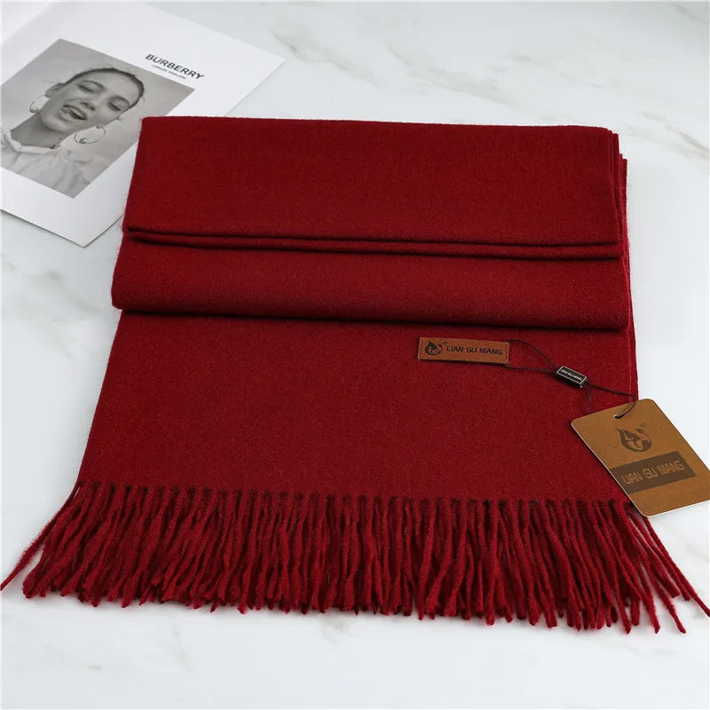 Mina | Women's Warm Winter Scarf  - Color:Burgundy