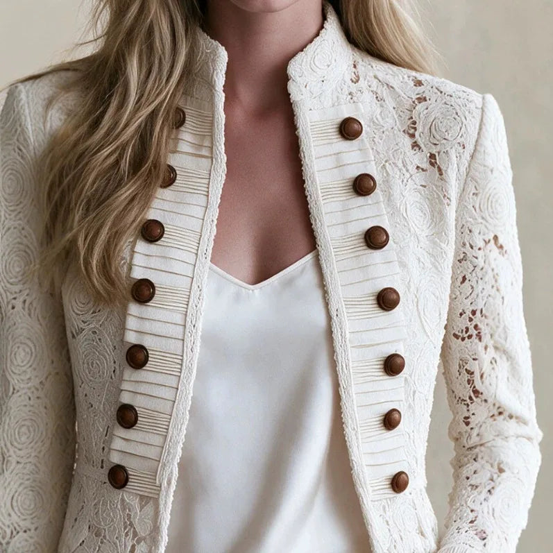 Women's Molly | Women's White Lace Double-Breasted Jacket