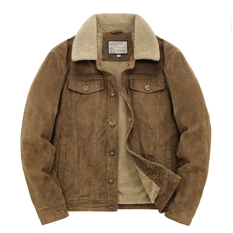 Morrison | Men's Corduroy Sherpa Winter Jacket - Color:Brown;Size:S