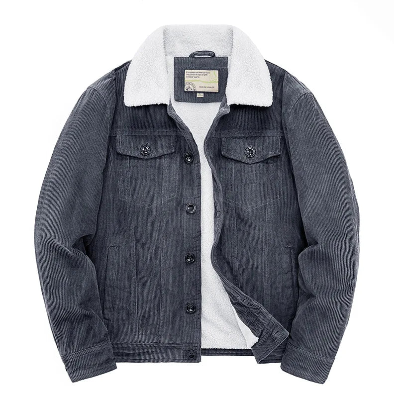 Morrison | Men's Corduroy Sherpa Winter Jacket - Color:Grey;Size:S