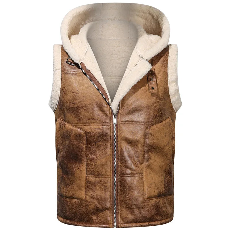 Morrow | Men's Hooded Fleece-Lined Vest - Brown