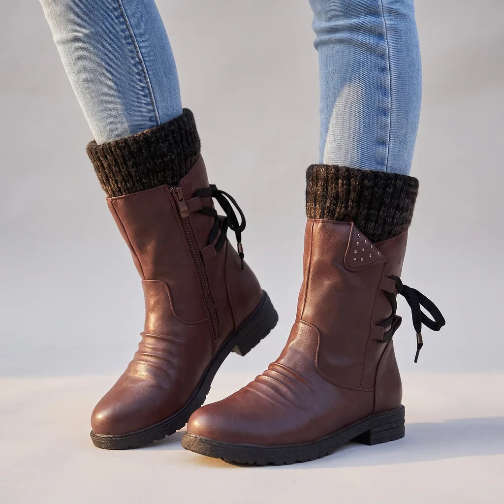 Natalie | Women's Orthopaedic Mid-Calf Boots - Color:Red;Size:35