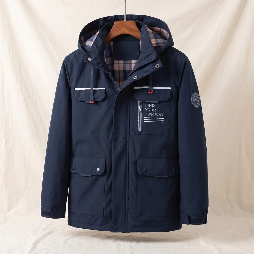 Men's Blue Nathaniel Hooded Windbreaker