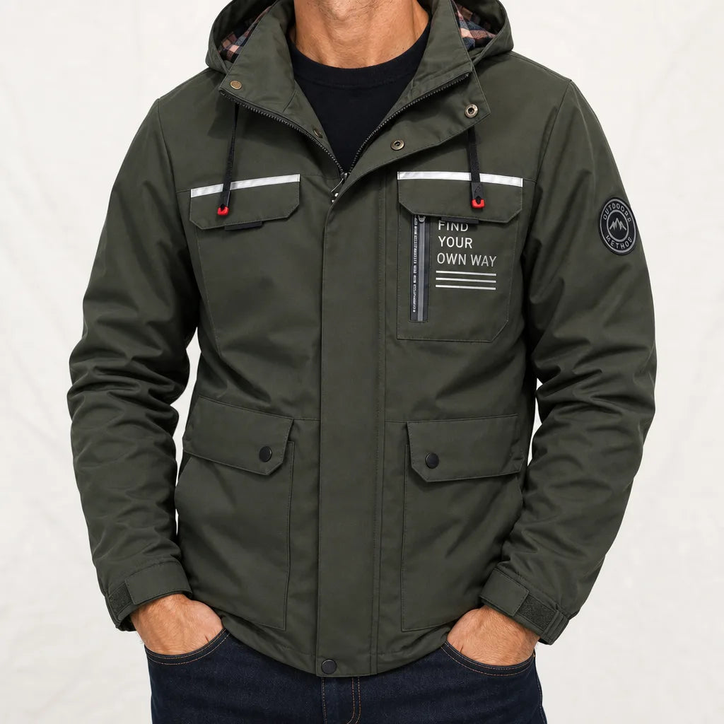 Nathaniel Hooded Windbreaker - Color:Green;Size:S