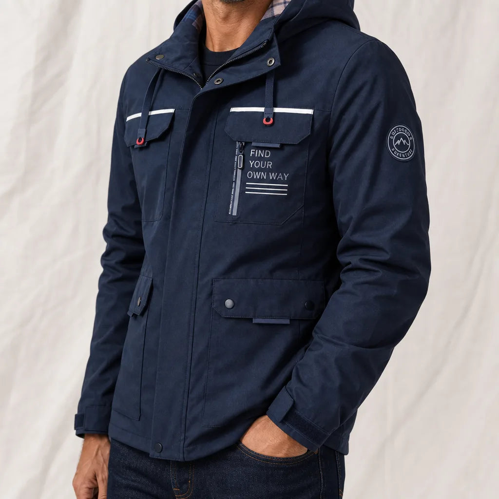Men's Blue Nathaniel Hooded Windbreaker