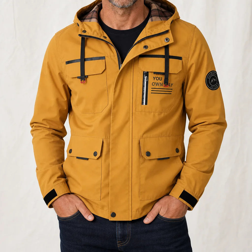 Nathaniel Hooded Windbreaker - Color:Orange;Size:S