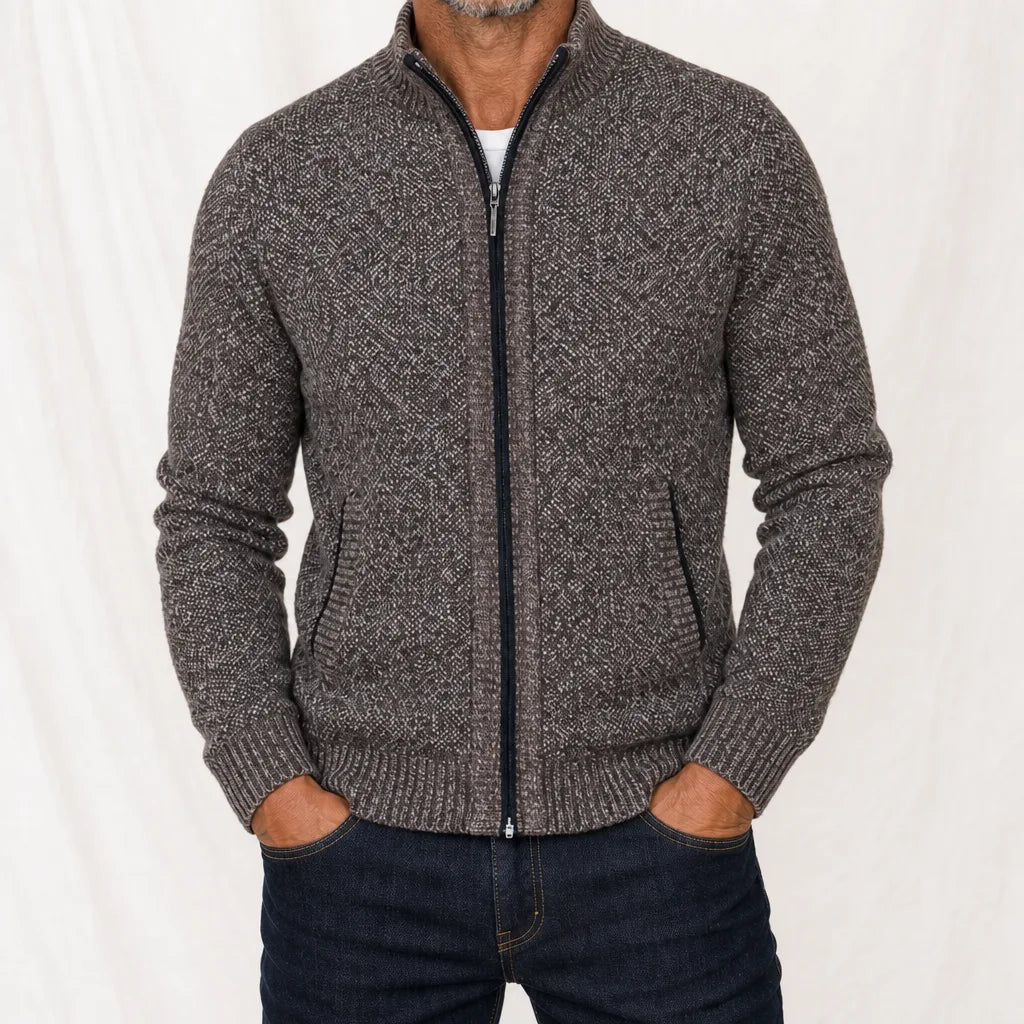 Nathaniel | Men's Knitted Cardigan Jacket - Color:Gray;Size:S