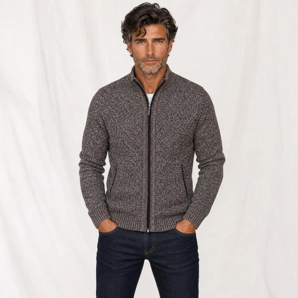 Men's Gray Mabry Zip Knit Cardigan