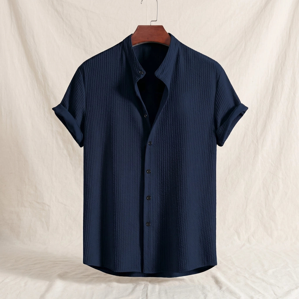 Kilmer Band Collar Shirt - Color:Navy;Size:S