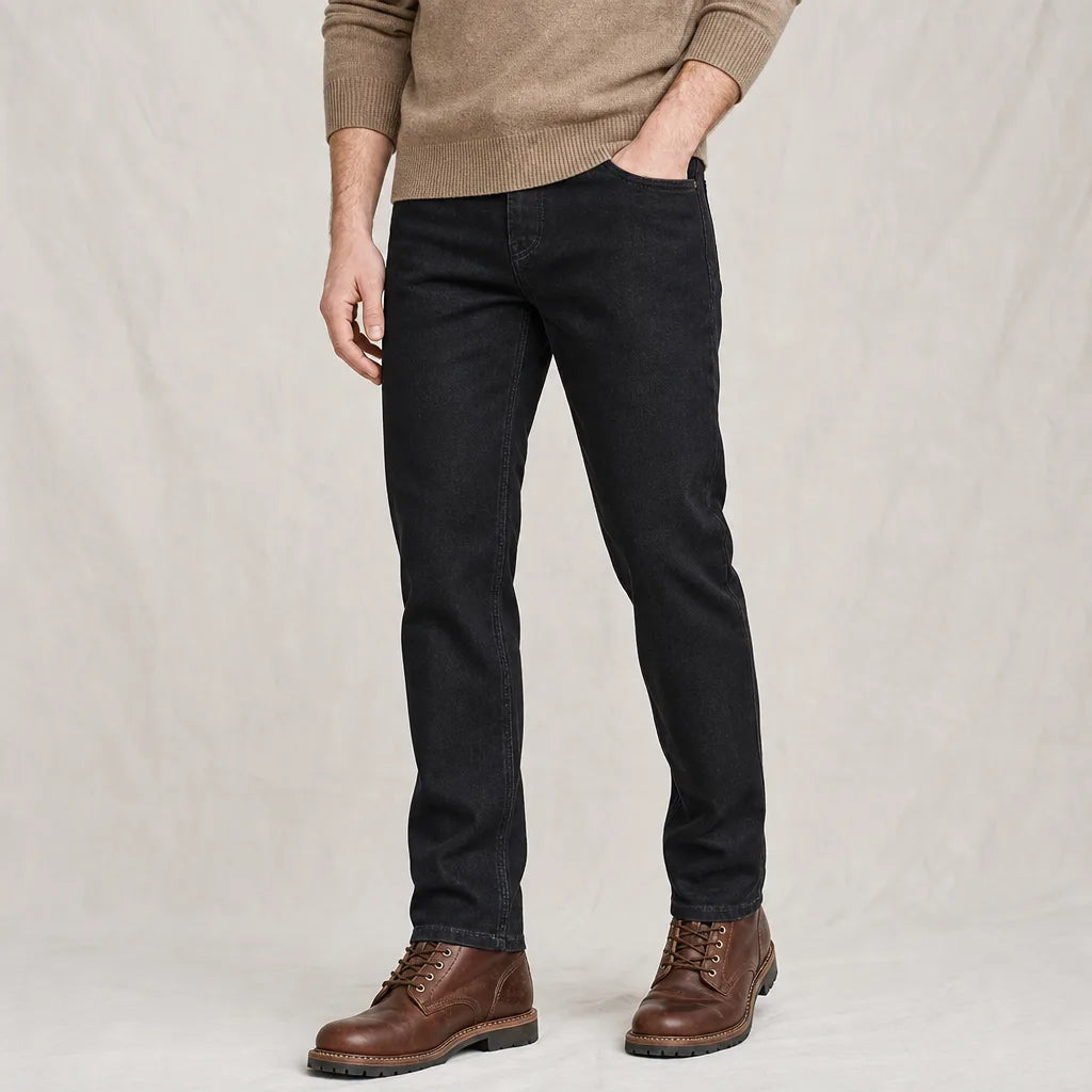 Men's Black Newman Straight Cotton Jeans