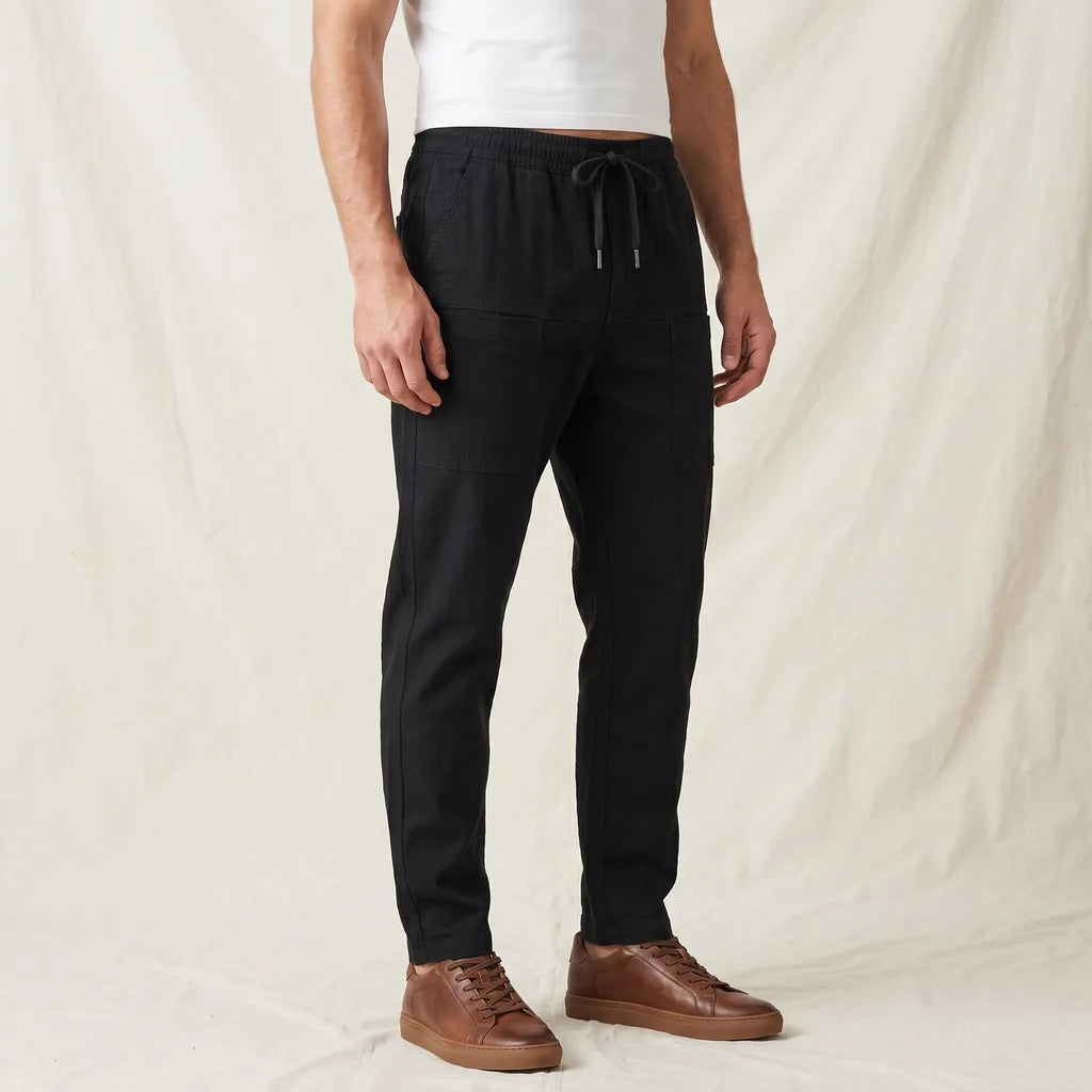 Men's Black Newton Jacquard Drawstring Pants
