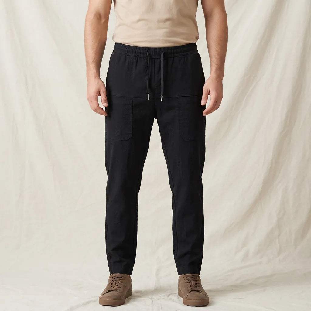 Men's Black Newton Jacquard Drawstring Pants