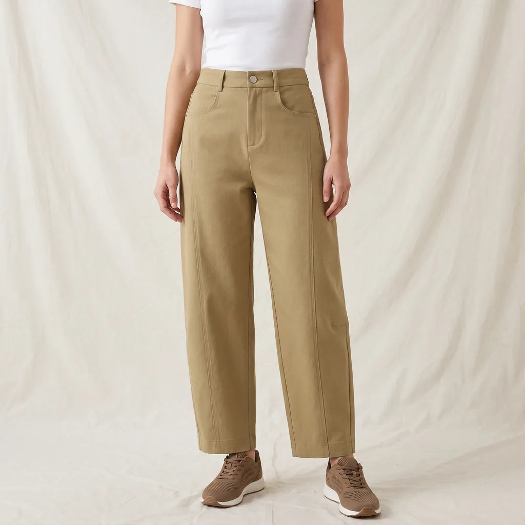 Beige Sabrina  Cotton Barrel Trousers (Copy) 3