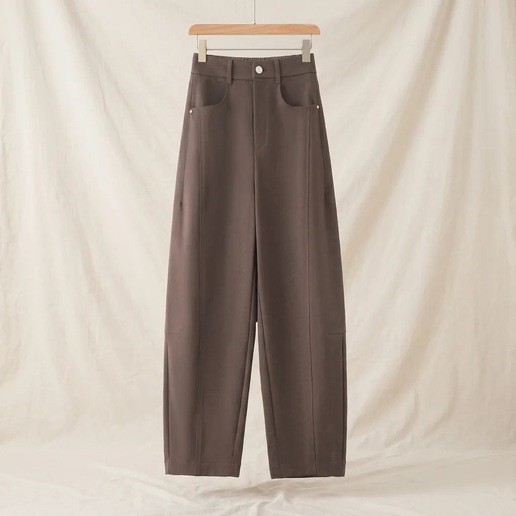 Nichole Locke Curved Pants - Color:Brown;Size:S
