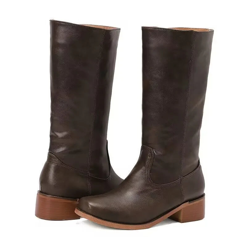 Nyah | Women's Mid-Calf Boots  - Color:Dark Brown;Size:35