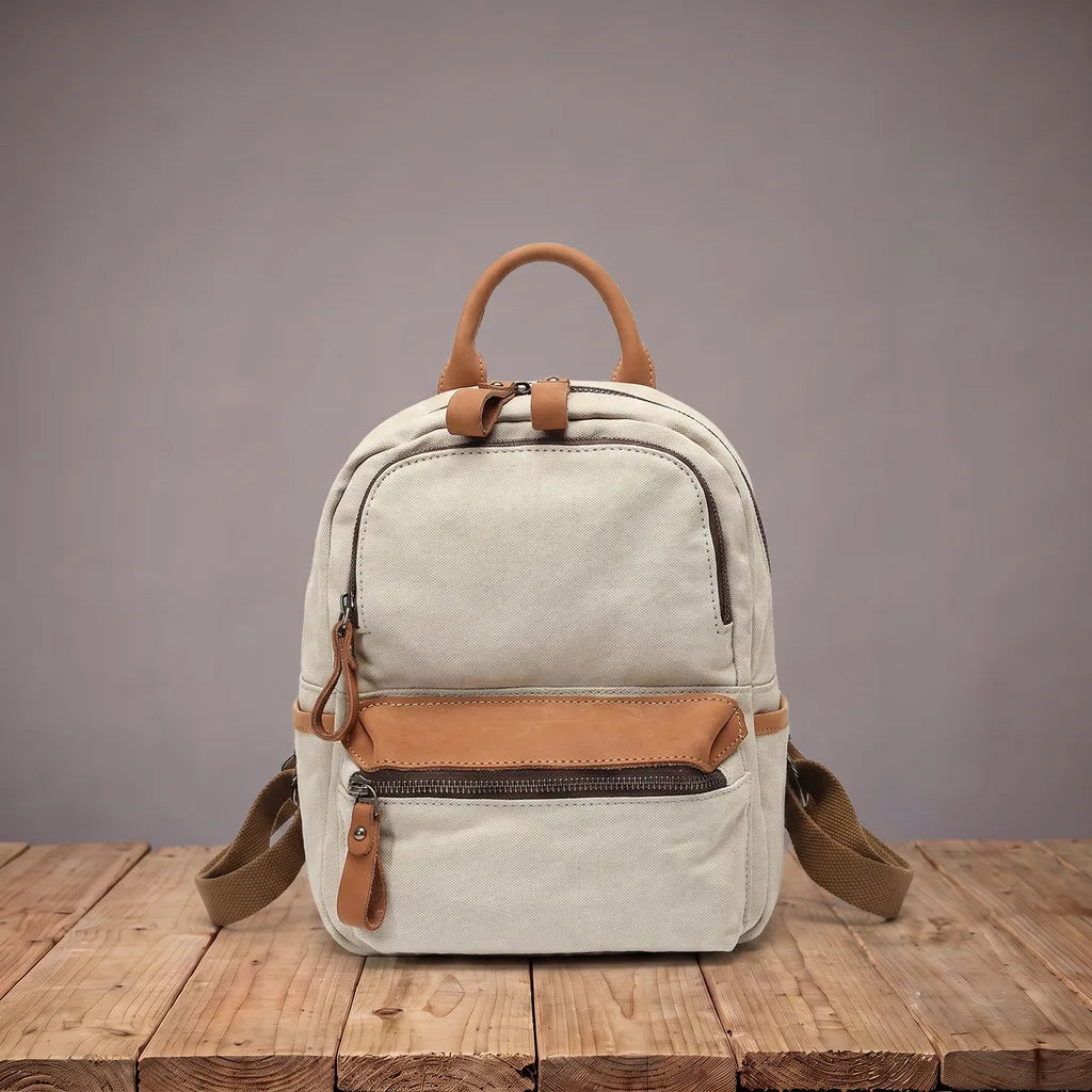 Odette Canvas Backpack   - Color:Beige