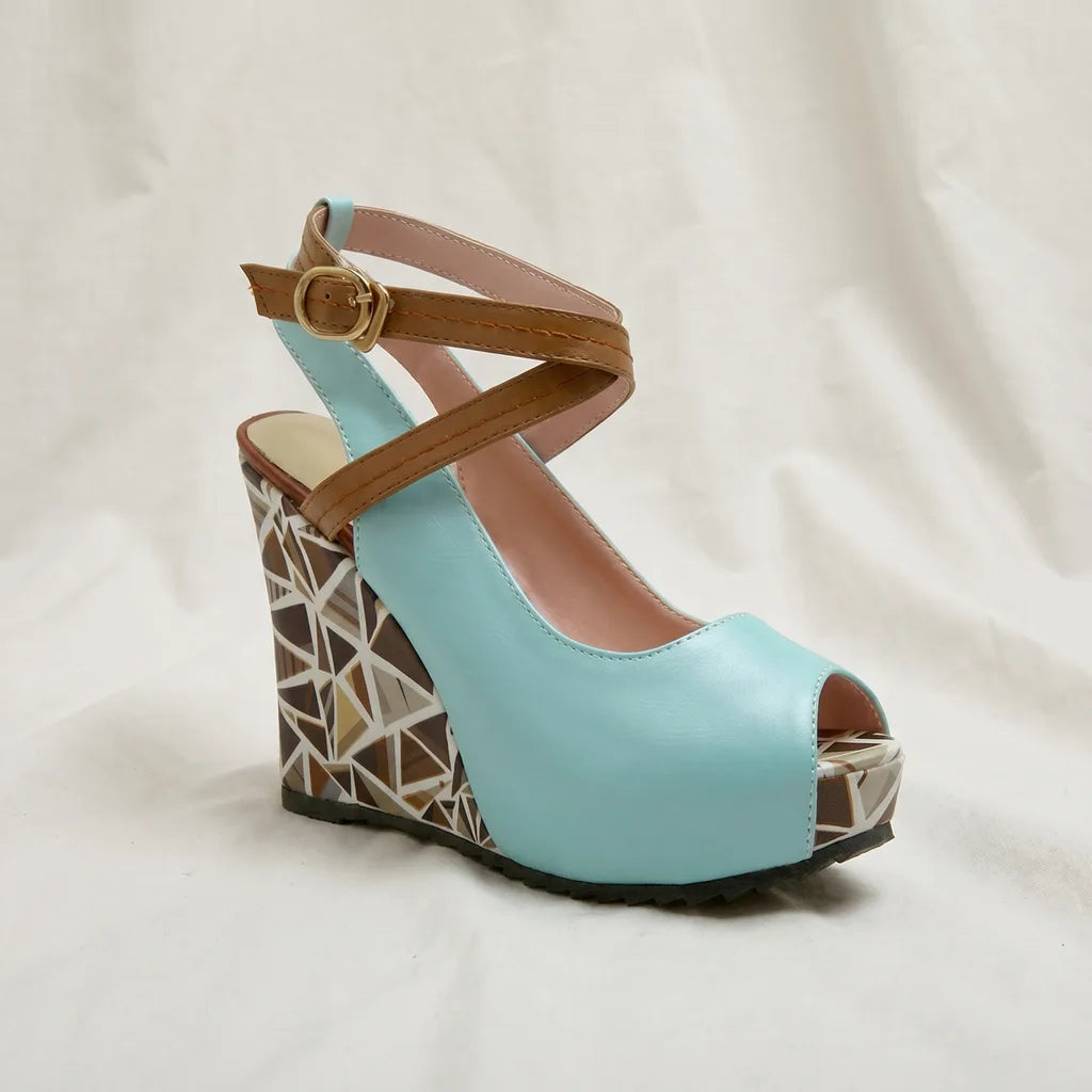 Women's Olive Peep Toe Wedge Sandals
