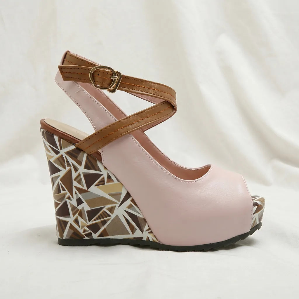 Women's Olive Peep Toe Wedge Sandals