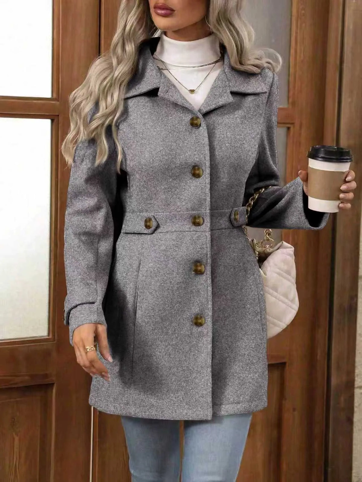 Olive | Women's Tailored Trench Coat - Color:Grey;Size:XS