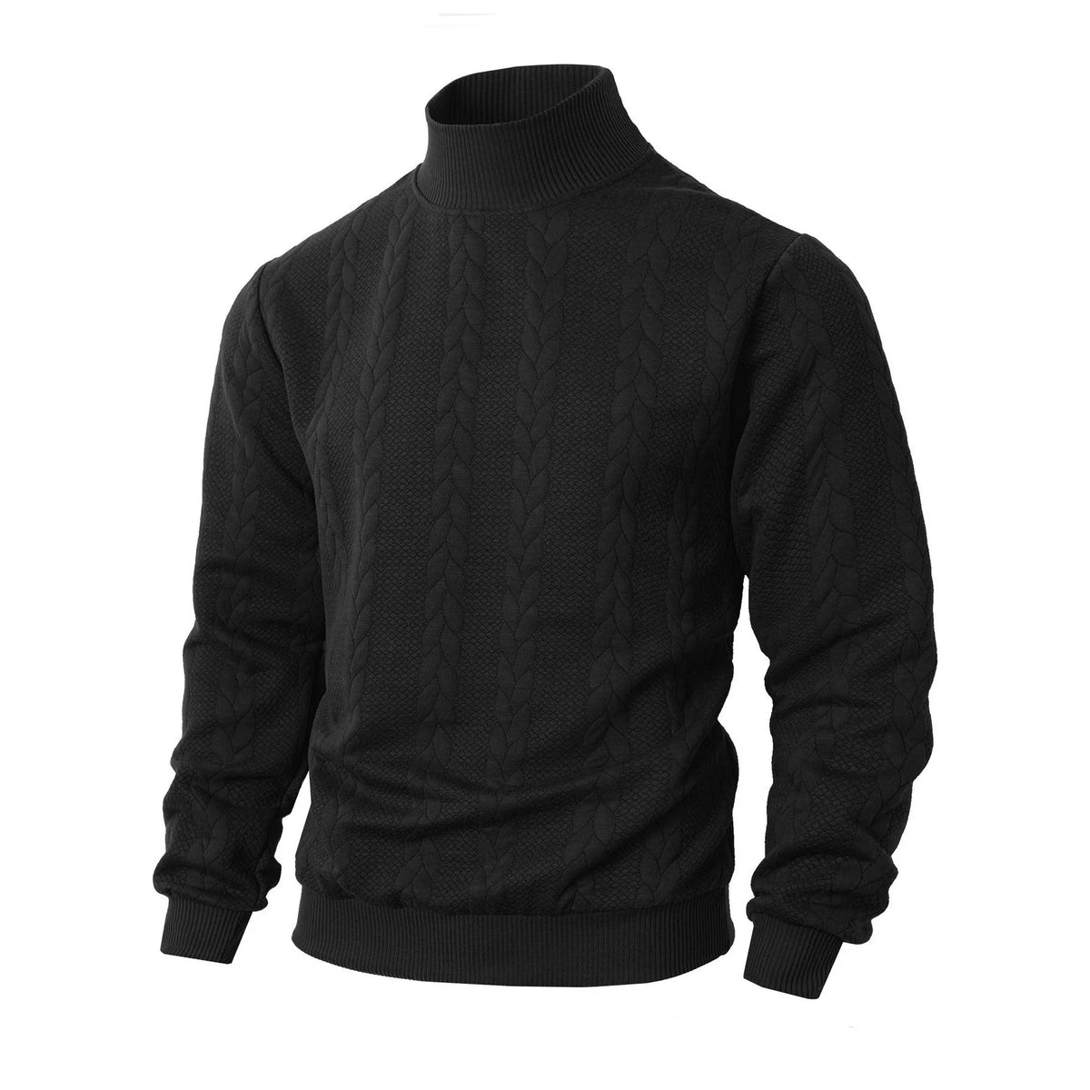 Oscar | Men's Jacquard Turtleneck Knitted Jumper - Color:Black;Size:XS