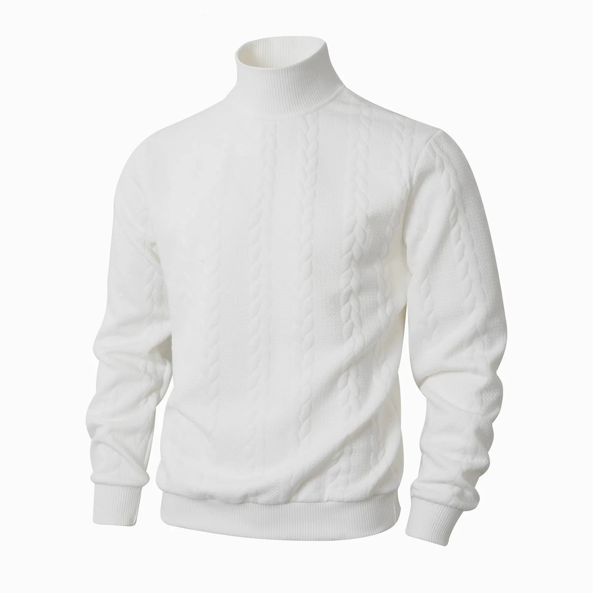 Oscar | Men's Jacquard Turtleneck Knitted Jumper - Color:White;Size:XS