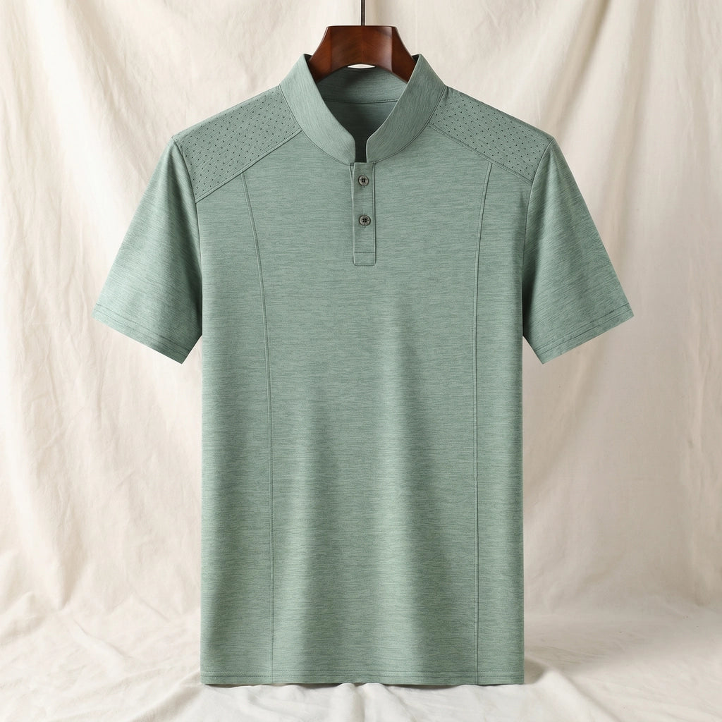 Oswald Stand Collar T-Shirt - Color:Green;Size:S