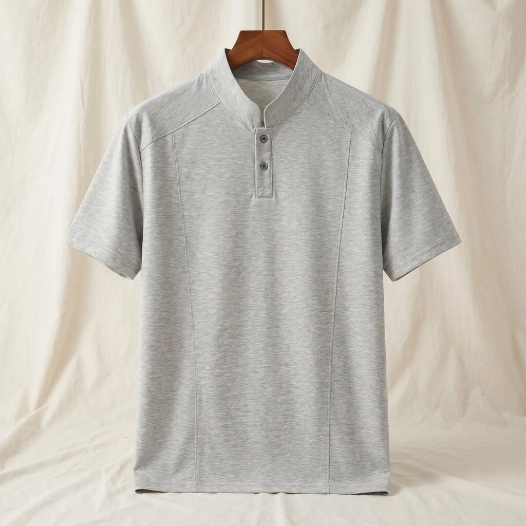 Oswald Stand Collar T-Shirt - Color:Heather Grey;Size:S
