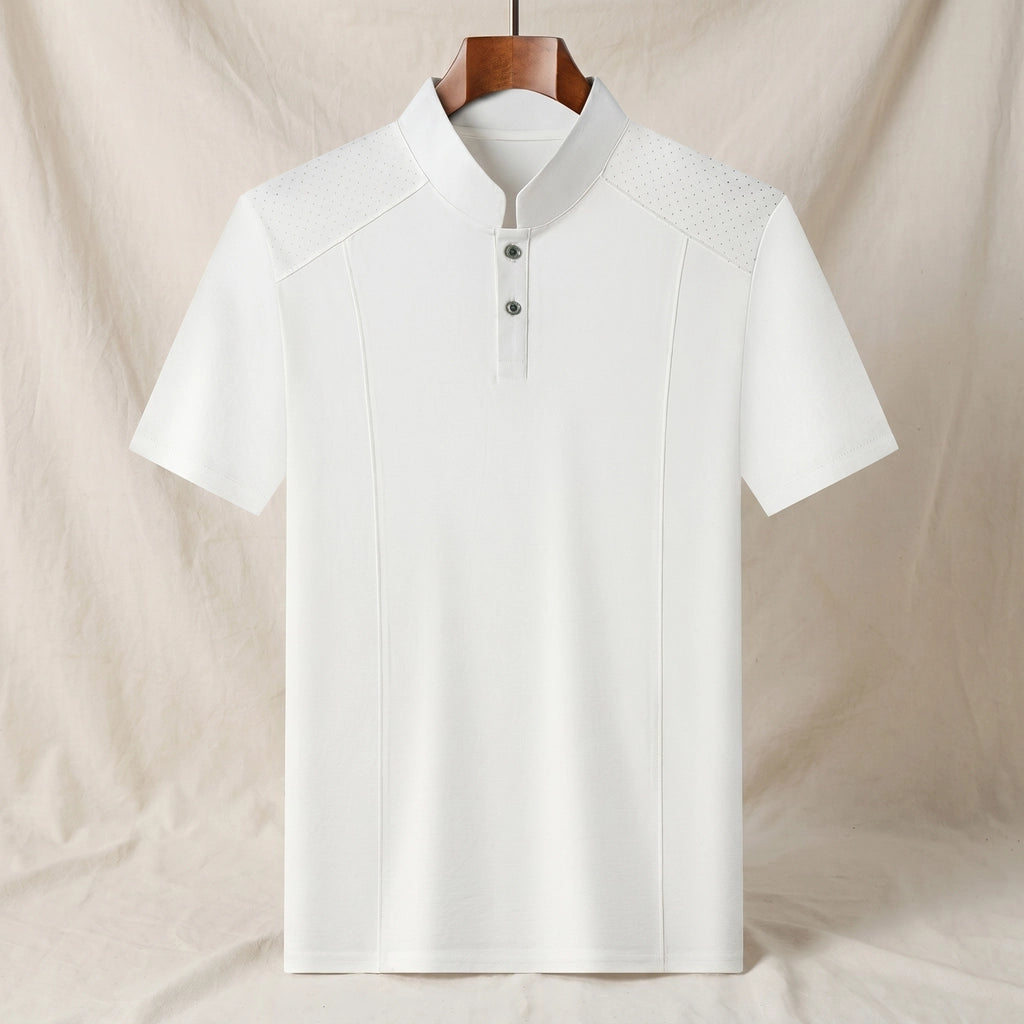 Oswald Stand Collar T-Shirt - Color:White;Size:S