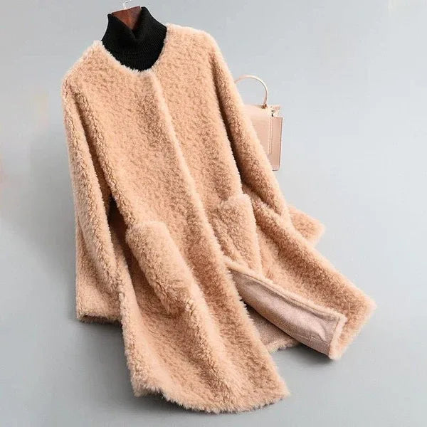 Ottilie | Women's Shearling Coat - Size:S;Color:Blossom Pink