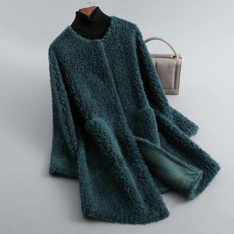 Ottilie | Women's Shearling Coat - Size:S;Color:Mint Green