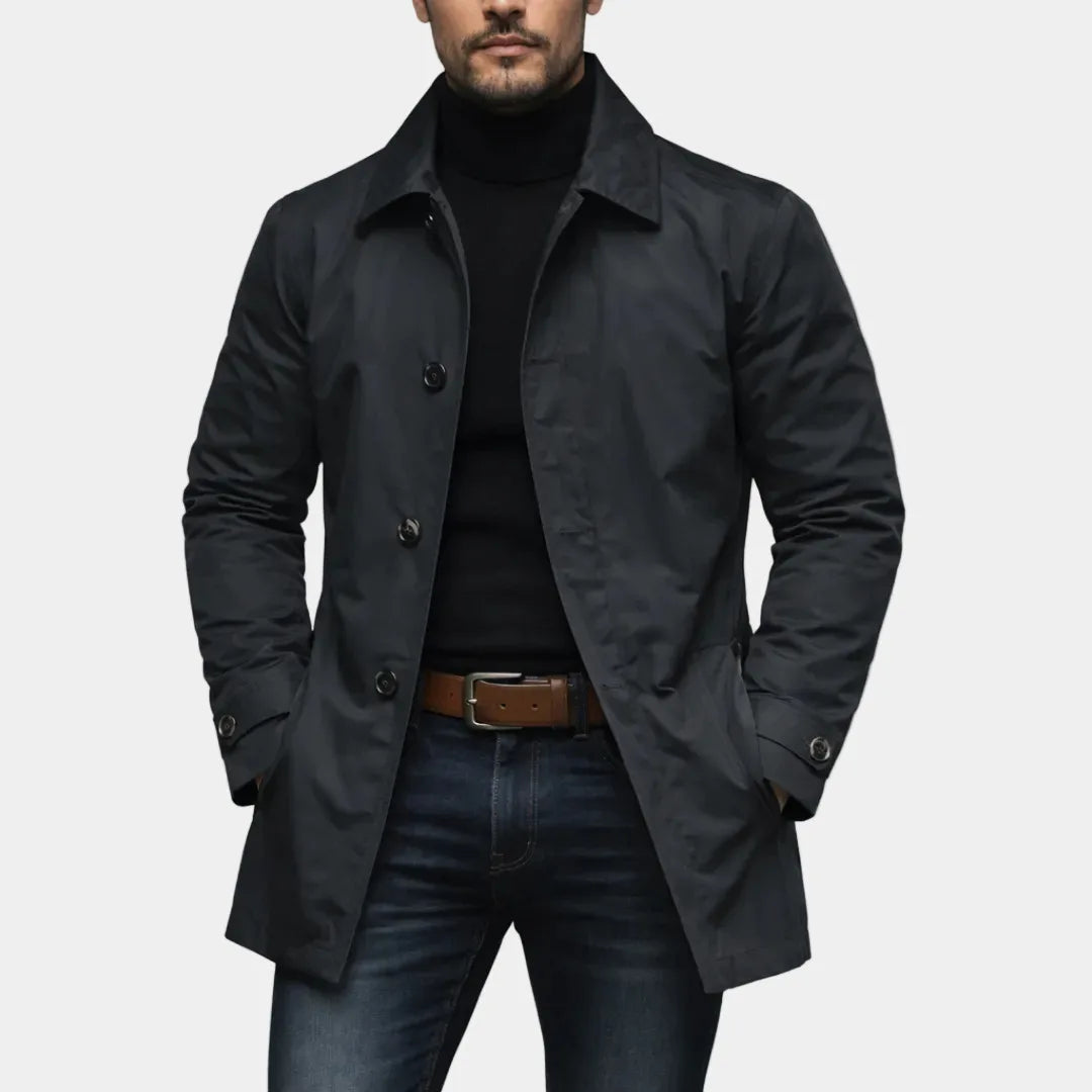 Oxford | Men's Trench Coat - Color:Black;Size:XXS