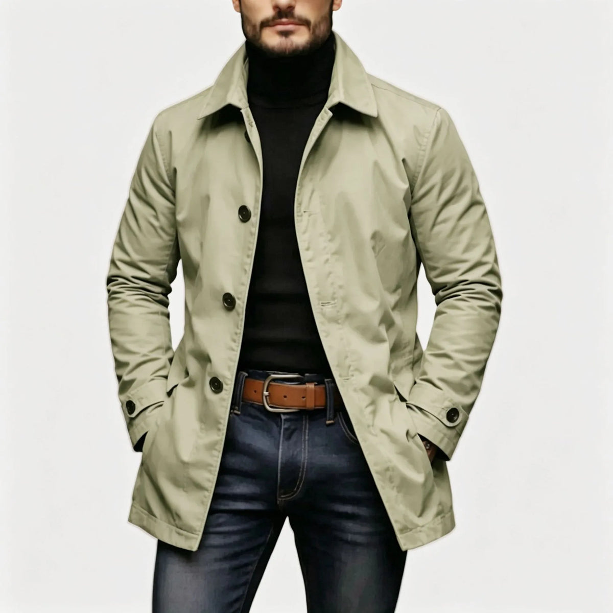 Oxford | Men's Trench Coat - Color:Green;Size:XXS