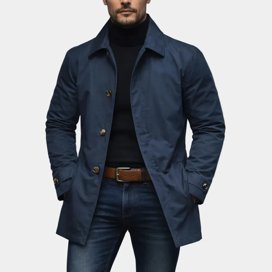 Oxford | Men's Trench Coat - Color:Navy Blue;Size:XXS