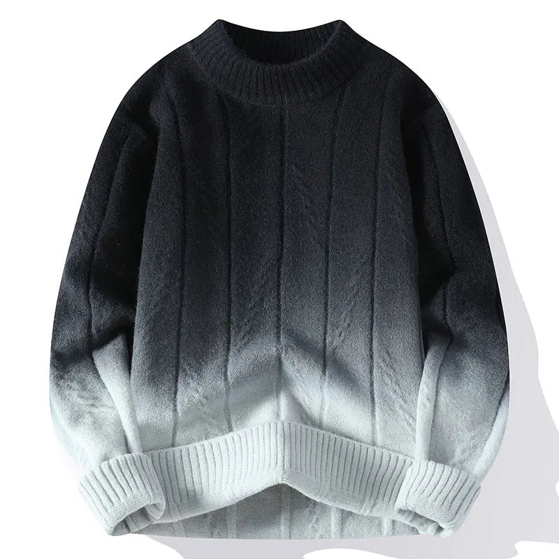Palmer | Men's Gradient Thick-Knitted Jumper - Color:Dark Gray;Size:S