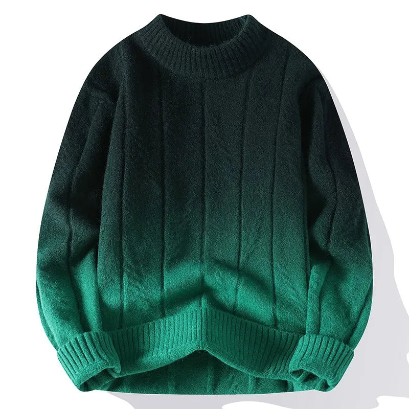 Palmer | Men's Gradient Thick-Knitted Jumper - Color:Green;Size:S