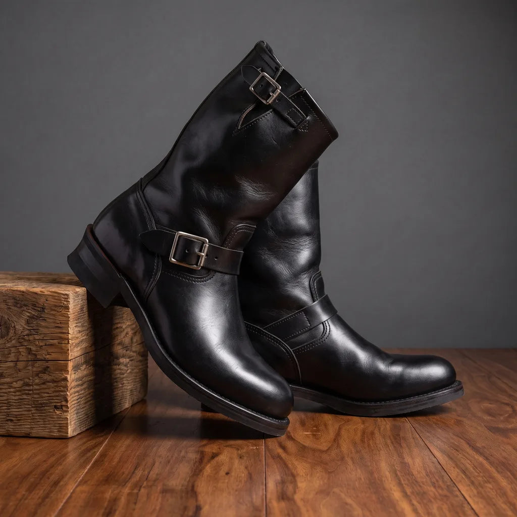 Parkston | Men's Vintage Leather Boots - Size:38;Color:Obsidian Black