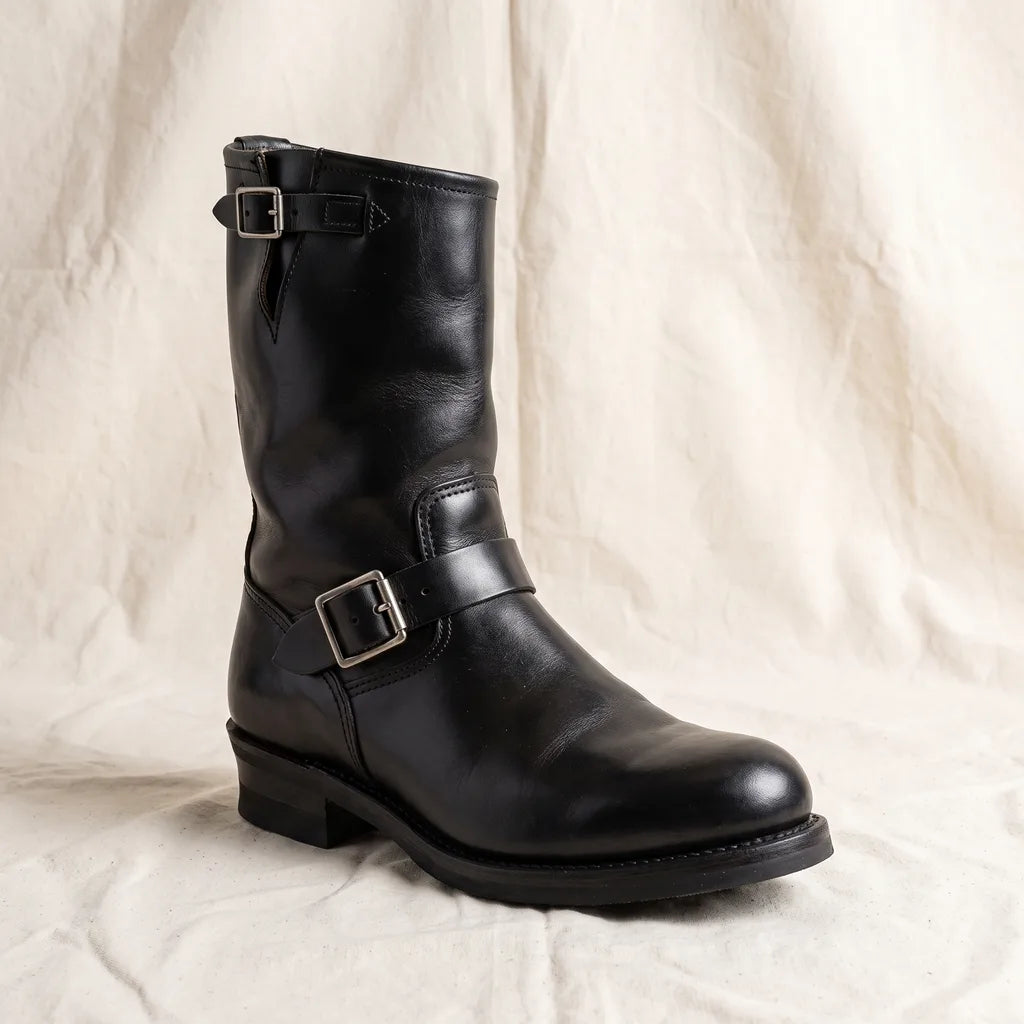 Men's Obsidian Black Ennis | Men's Vintage Leather Boots -No Match