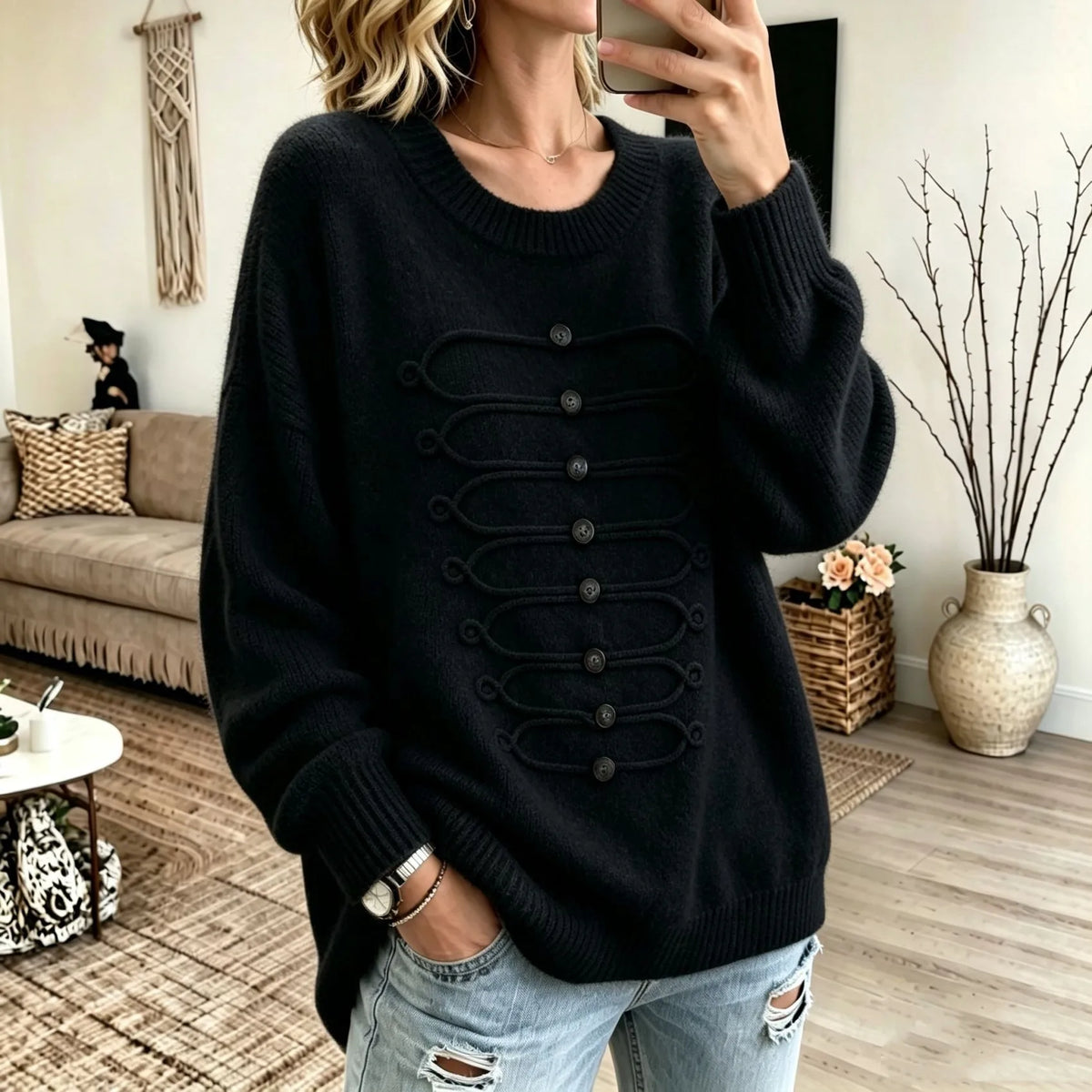 Paxton | Women's Textured Knitted Jumper - Black