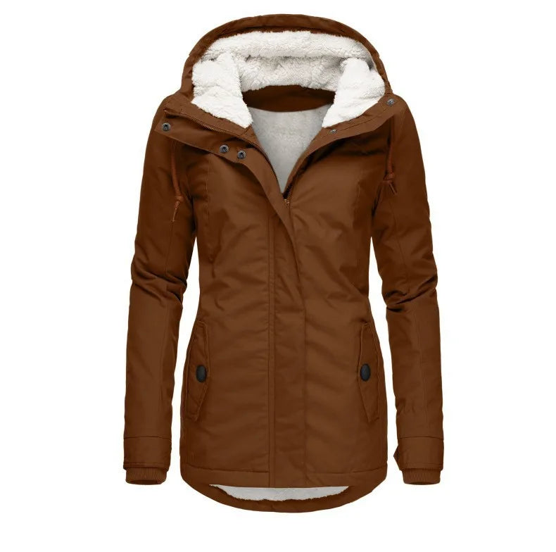 Pearl | Women's Fleece Lined Coat - Color:Brown;Size:XS