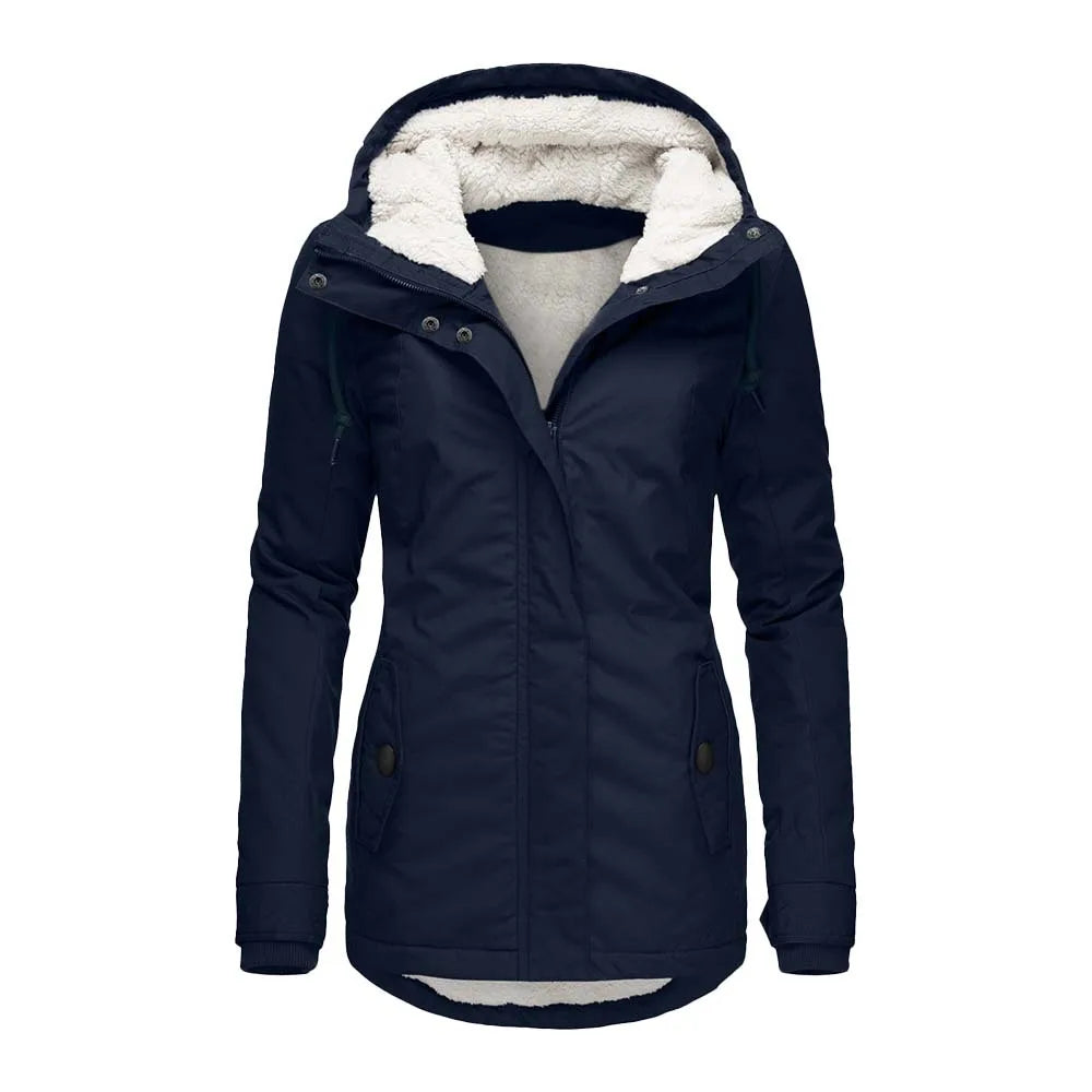 Pearl | Women's Fleece Lined Coat - Color:Navy;Size:XS