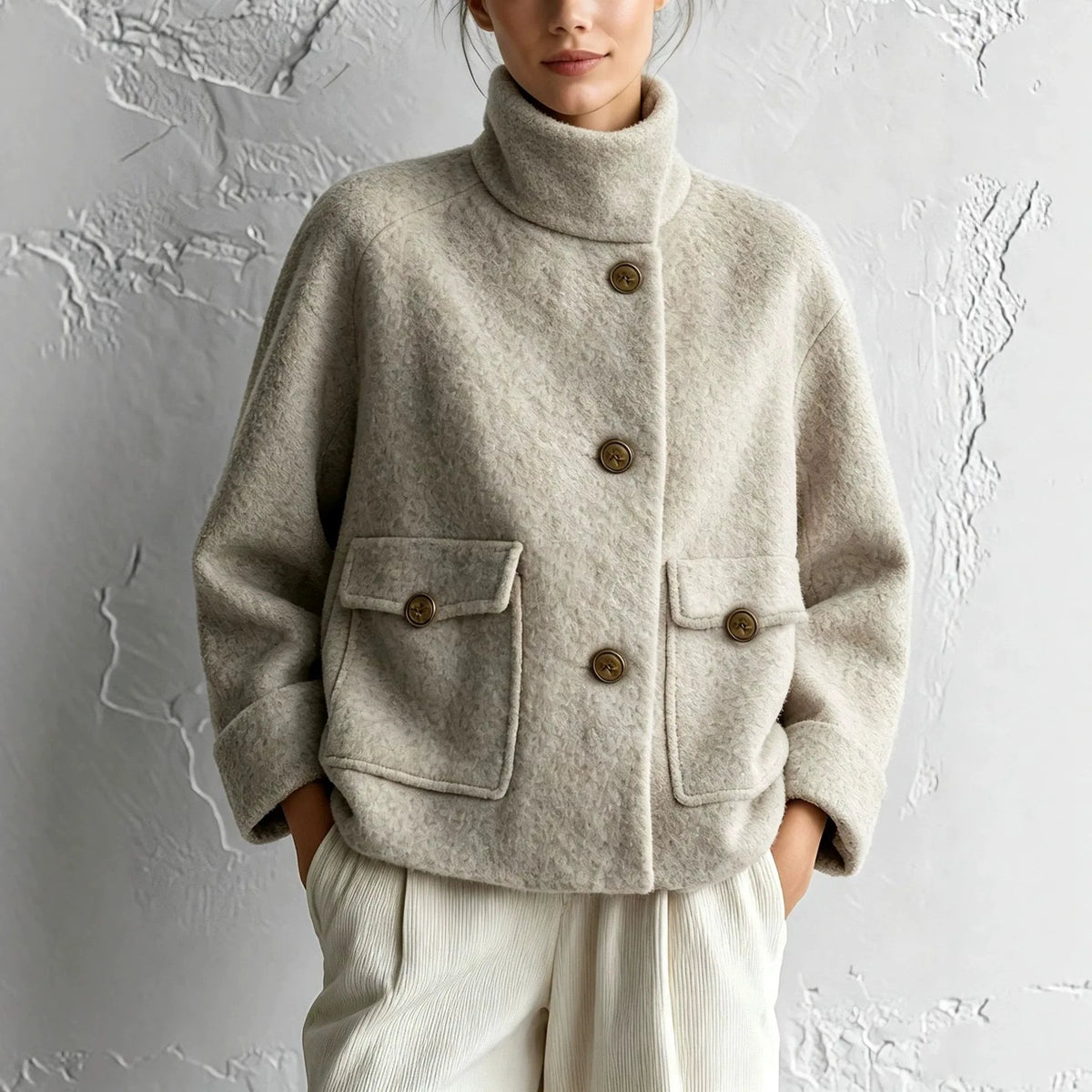 Women's Peggy | Women's High-Neck Plush Pocket Coat