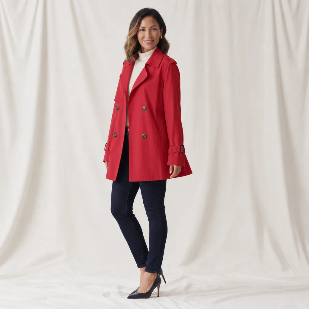 Women's Red Pennington Belted Trench Coat