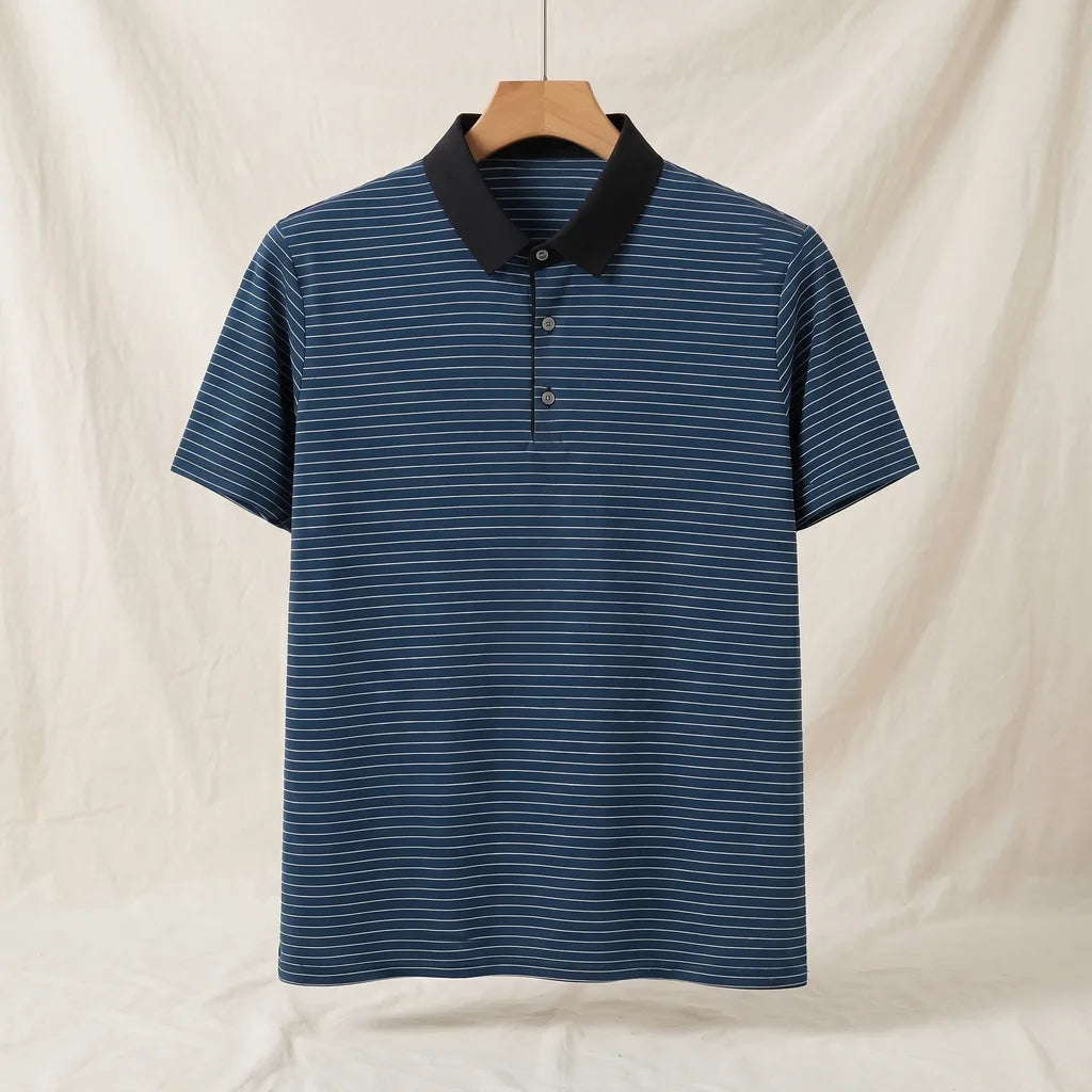Phelps Striped Knit Polo Shirt - Color:Blue;Size:S