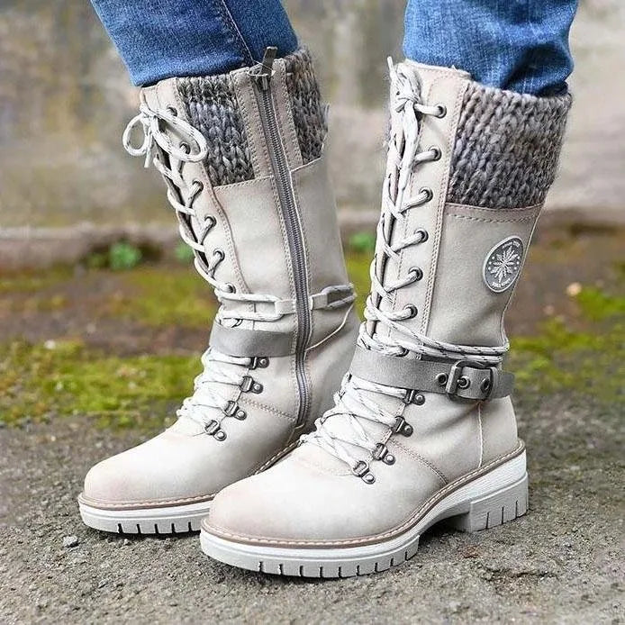 Phoebe | Women's Lace Up Winter Boots  - Color:Gray;Size:36