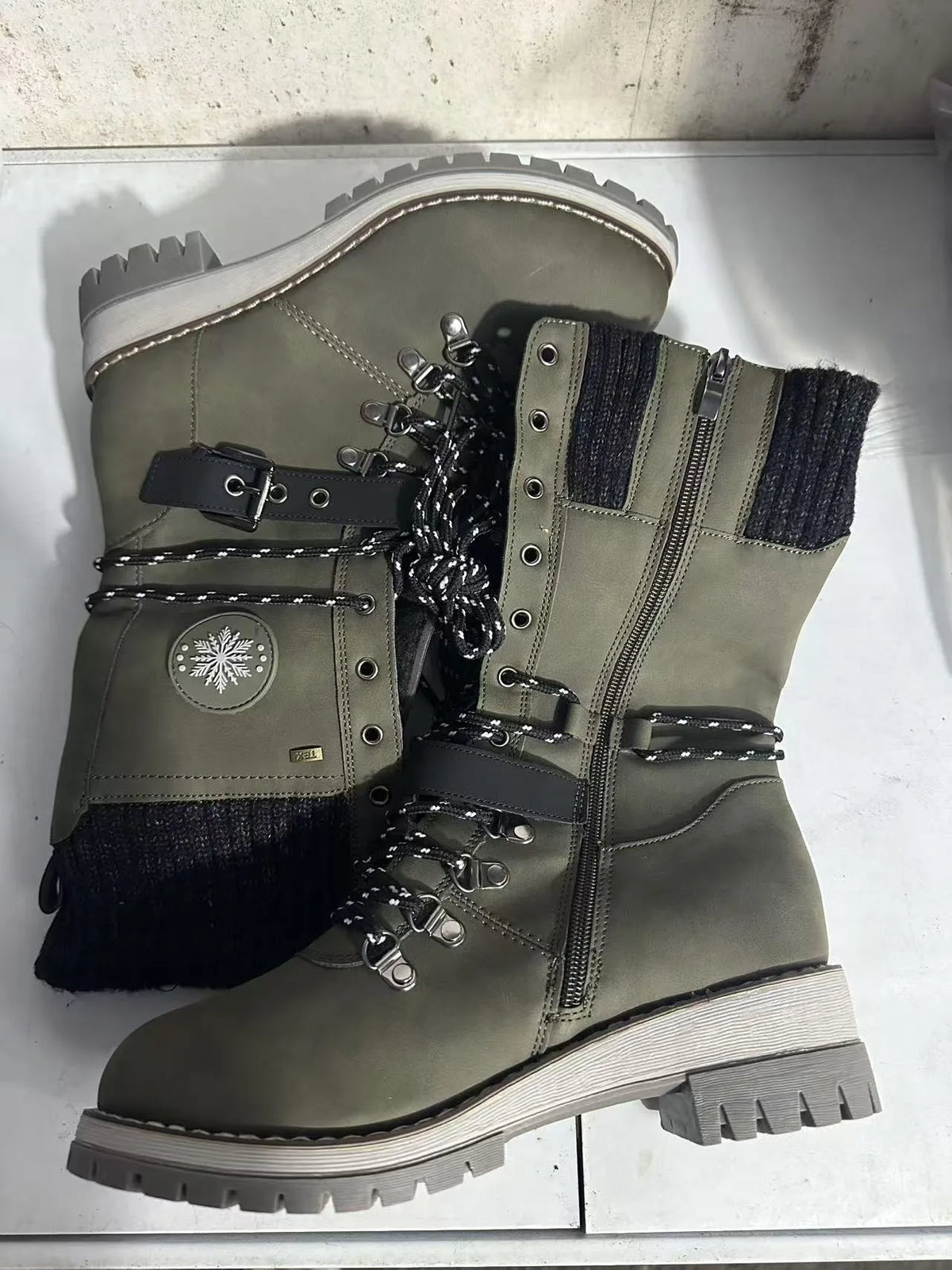 Phoebe | Women's Lace Up Winter Boots  - Color:Green;Size:36