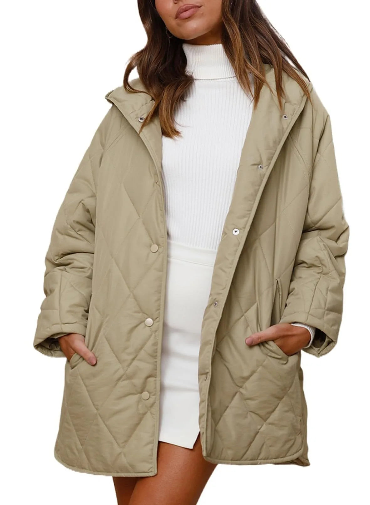 Piper | Women's Diamond Quilted Puffer Jacket  - Size:XS;Color:Olive Green