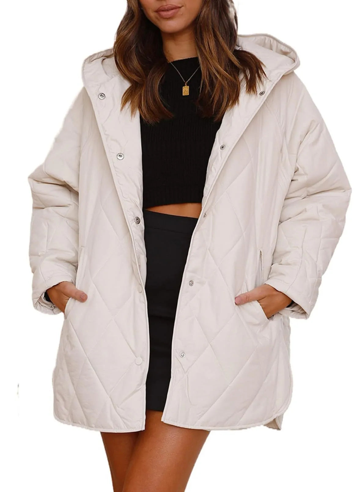 Piper | Women's Diamond Quilted Puffer Jacket  - Size:XS;Color:White
